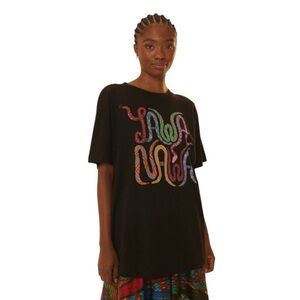 Farm RIO Colorful Graphic Black Women's Top